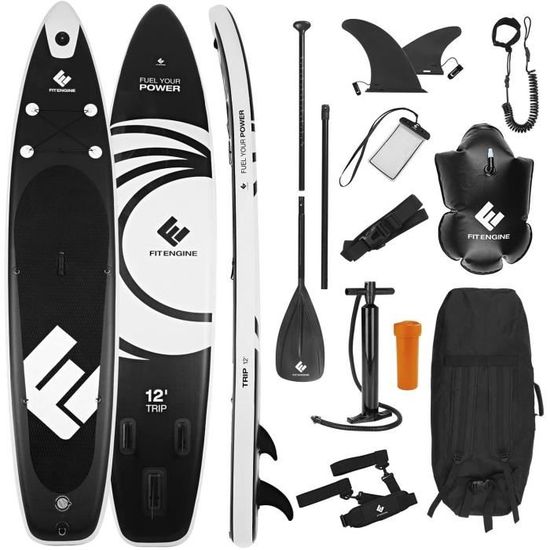 FitEngine Stand Up Paddle Board kit Complet | Allrounder Trip Sup avec Support pour caméra d'action, Sac Sec Gonflable, Housse[74]