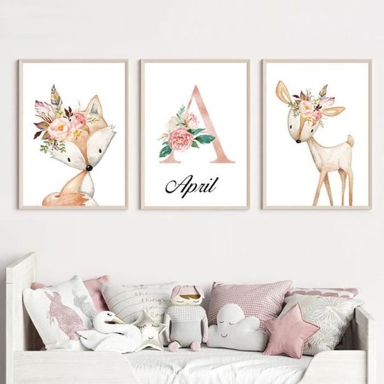 3 Posters Animaux Chambre Bébé Zamety - A4 Sans Cadre, Déco Douce Et Colorée