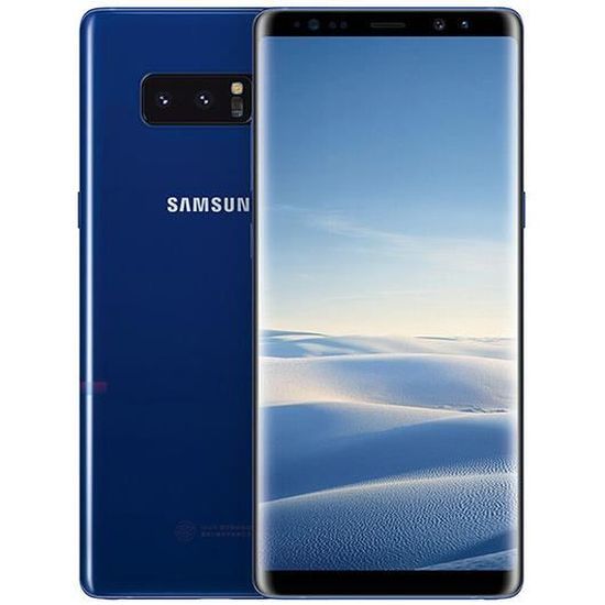 Téléphone portable Samsung Galaxy Note 8 4G LTE Octa Core 6.3 "Dual 12MP 6GB RAM 64GB ROM Cell Phone Mobile (Singal SIM) Bleu 64G