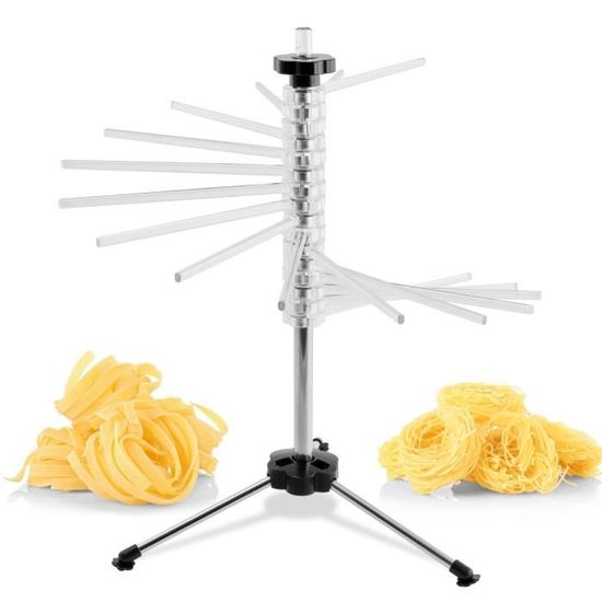Navaris Séchoir à Pâtes Fraîches Pliable - Support 16 Tiges Pour 2kg De Pâtes - Noir