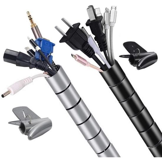 Cache Cable, 2m Gaine Souple Electrique Cable Management, Gestion Des Cables  Pour Maison Et Bureau, 2m - ?16mm, Noir