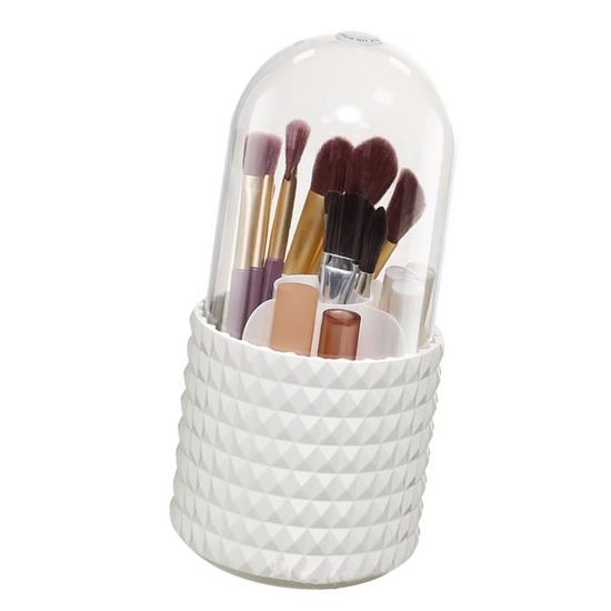 Organisateur Rotatif Pinceaux Maquillage JessLab - Porte Cosmétiques 360° Avec Couvercle - Rangement Salle De Bain
