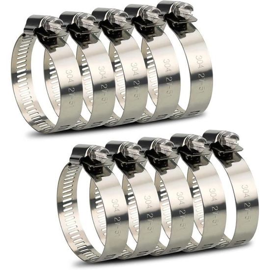 Lot De 3 Colliers De Serrage Réglables 40-43 Mm - Acier Inoxydable - Pour Tuyaux, échappement