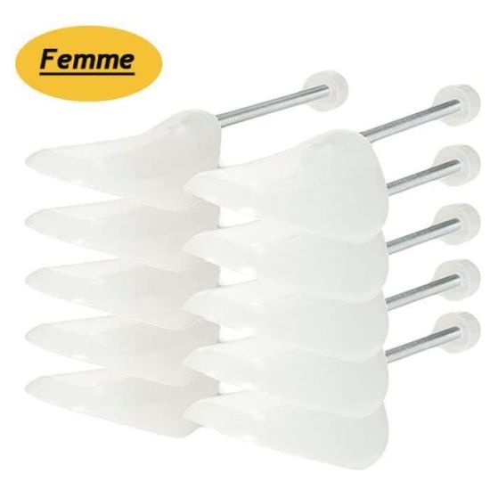 Incutex Lot De 5 Paires Embauchoirs Chaussures Réglables 38-44 - Forme Chaussure Plastique Gris