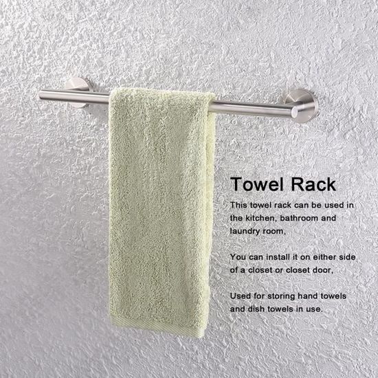 Porte-serviettes à Ventouse Sans Perçage - 40 Cm Blanc - Pour Salle De Bain, Cuisine, Balcon