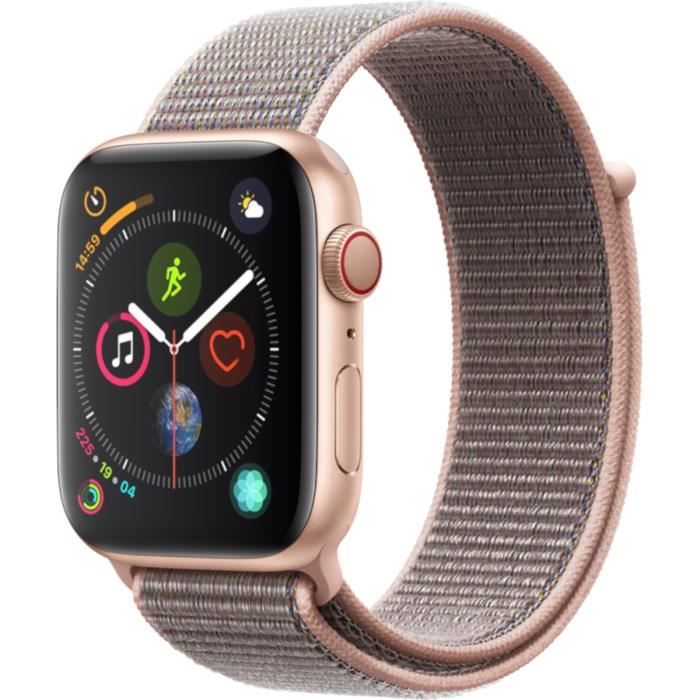Apple Watch Series 4 GPS + Cellular, 44mm Boîtier en aluminium or avec Boucle Sport rose des sables