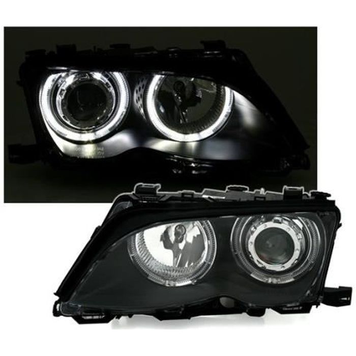 2 FEUX PHARE AVANT ANGEL EYES CCFL BLANC POUR BMW SERIE 3 E46 BERLINE PHASE 2 DE 10/2001 A 03/2005