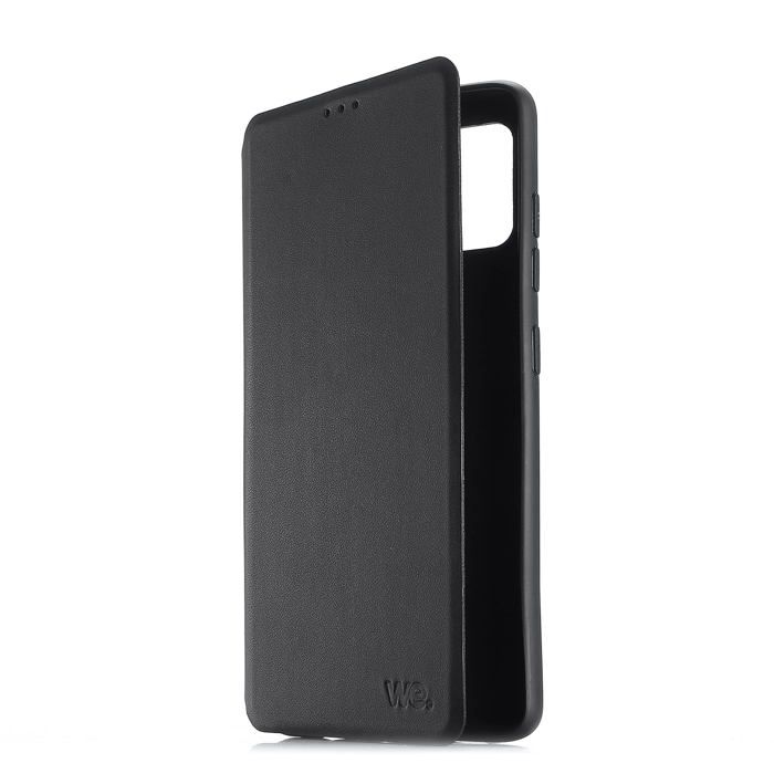 Etui de protection WE noir pour smartphone Samsung Galaxy A21 Résistant aux chocs et chûtes. Accès caméra et multi-position.
