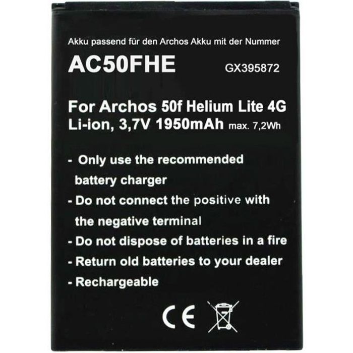 Batterie uniquement compatible avec la batterie Archos AC50FHE AC50FHELI Archos 50f Helium Lite 4G, GX395872