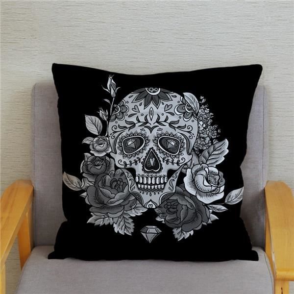 Housse de coussin,Housse de coussin imprimé tête de mort et tête de mort,Couvre coussin Super doux,modèles - Type 15-450mm*450mm