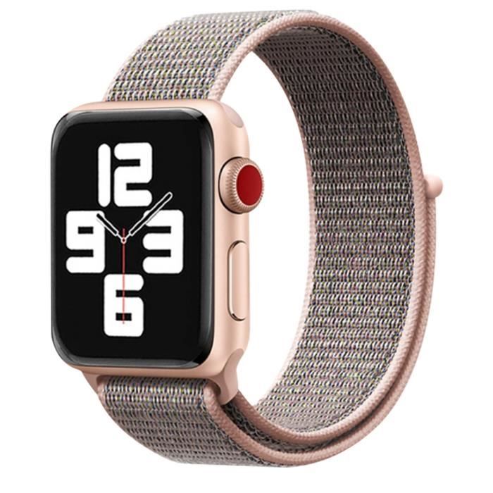 Bracelet pour Apple Watch 49mm, 45mm, 44mm, 42mm Nylon Tissé Ajustable Rose gold