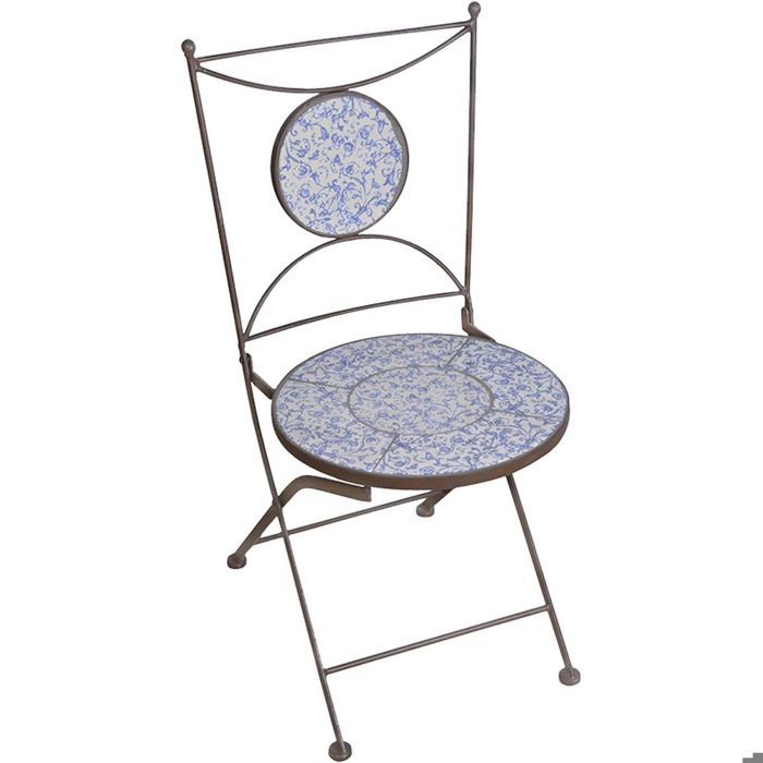 Chaise de jardin fer forgé et céramique