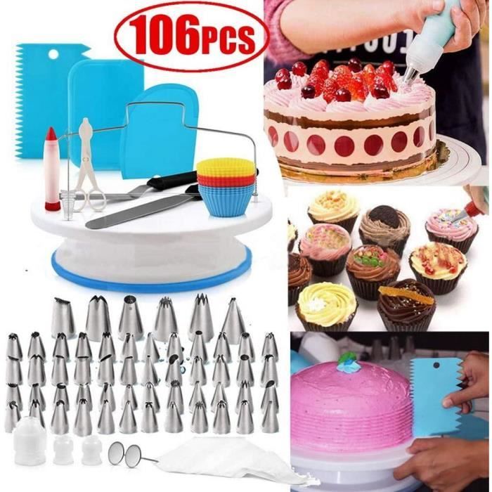 eTakin® Plateau Tournant Gateaux, 106 Pcs Kit De Douilles Pâtisserie Plateau Tournant De Gâteau Professionnel Ustensiles Kit