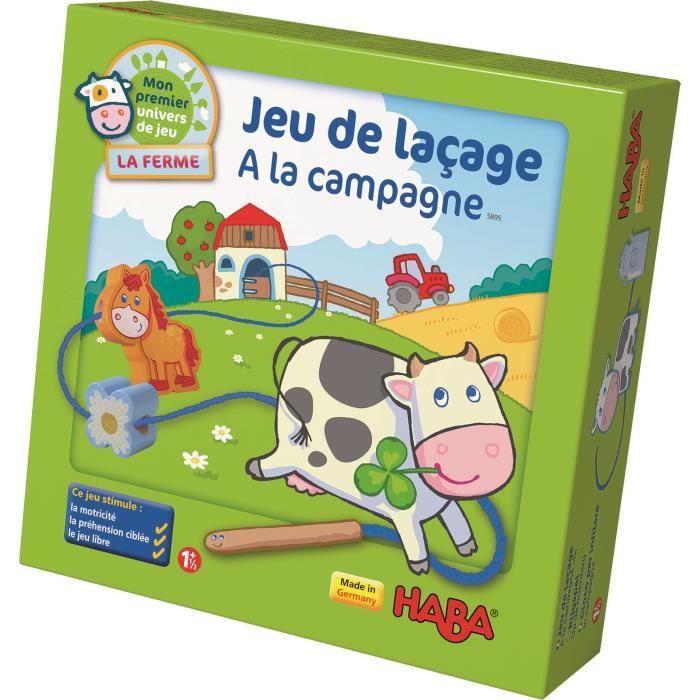 HABA - Mon premier univers de jeu - La ferme - Jeu de laçage - A la campagne - à partir de 18 mois, 5895