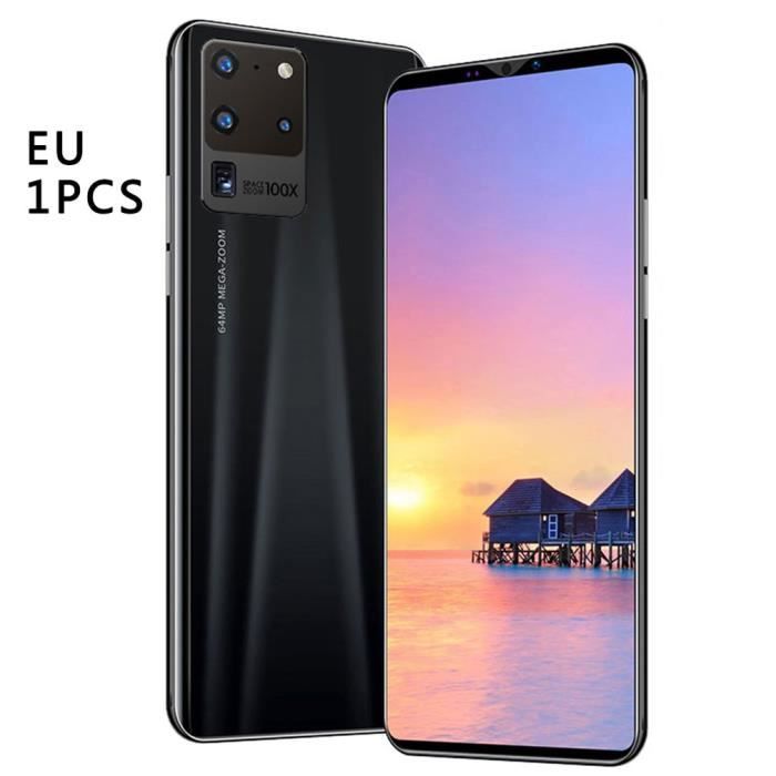 Smartphone S20 512 Mo + 4 Go de mémoire Flash Smartphone Grand plein écran Smartphone Reconnaissance de sensibilité zéro, noir, 5,0