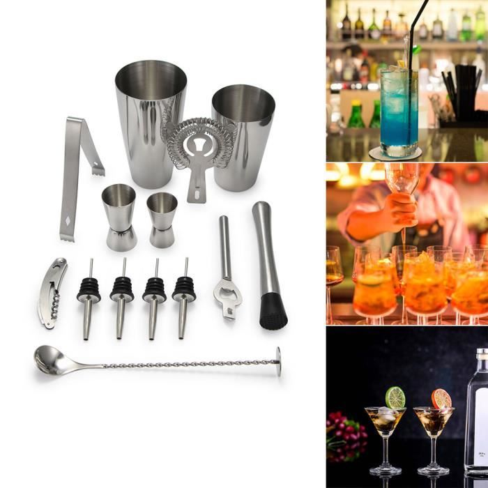 Kit De 13Pcs Cocktail Professionnel - Shaker À Cocktail Vec Shaker Acier Inoxydable 800Ml