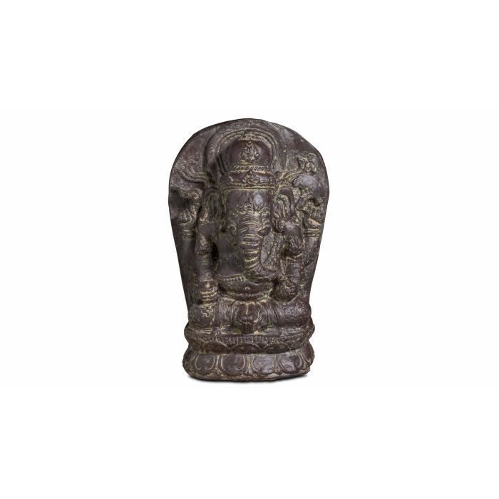 Statue de jardin Ganesh - 20 x 10 x 30 cm - Pierre naturelle - Oviala - Gris