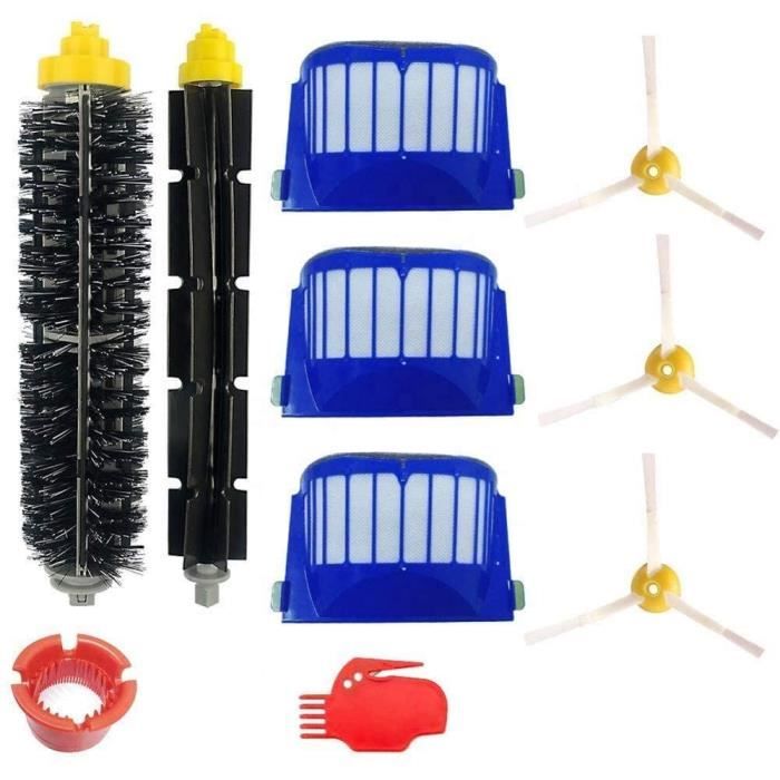 Kit de Recharges pour Roomba Pack de 10 pcs Compatibles avec iRobot, Brosses et filtres