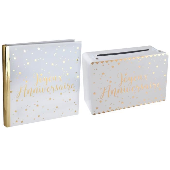 R/5664-5671- 1 Pack anniversaire urne et livre d'or blanc et or