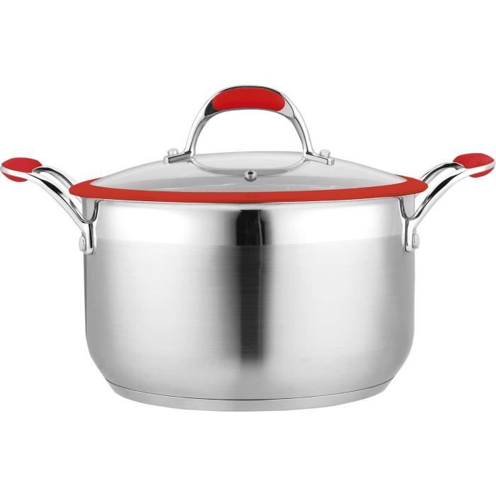 Haut Gamme Marmitte Inox Turbo Induction 22 cm Rouge