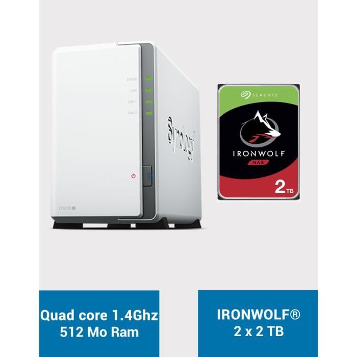 Synology DS220J Serveur NAS IRONWOLF 4To (2x2To)