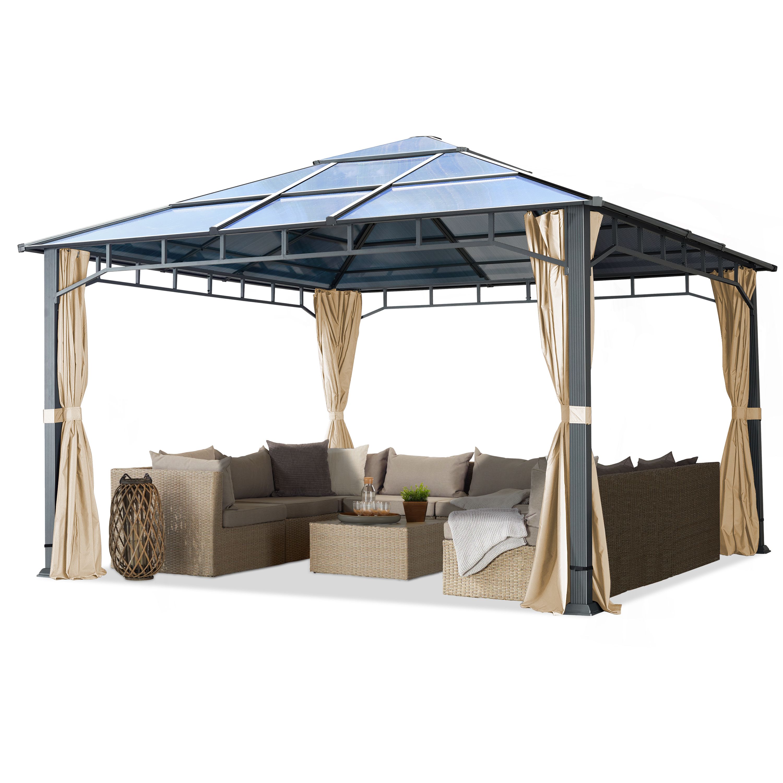 TOOLPORT tonnelle de jardin 4x4 m Sunset Deluxe champagne