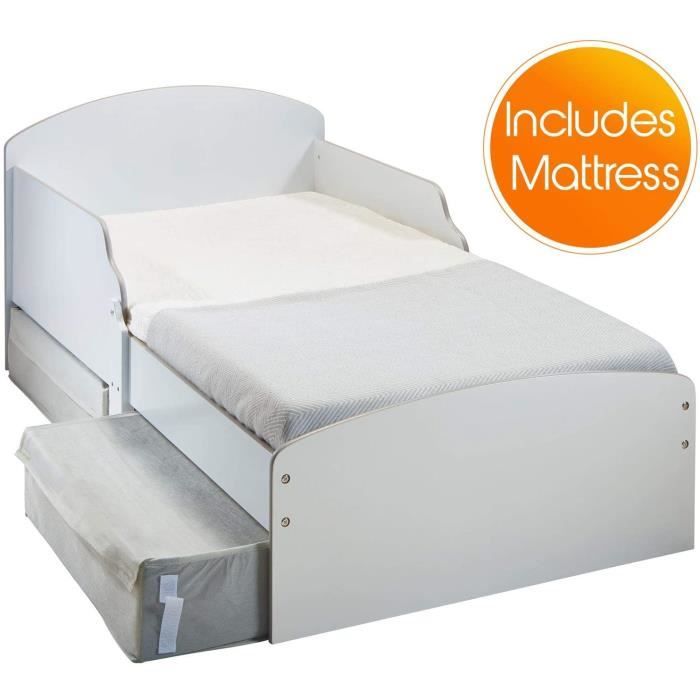 Price Right Home Lit Enfant Blanc avec Rangement et Matelas en Mousse Deluxe