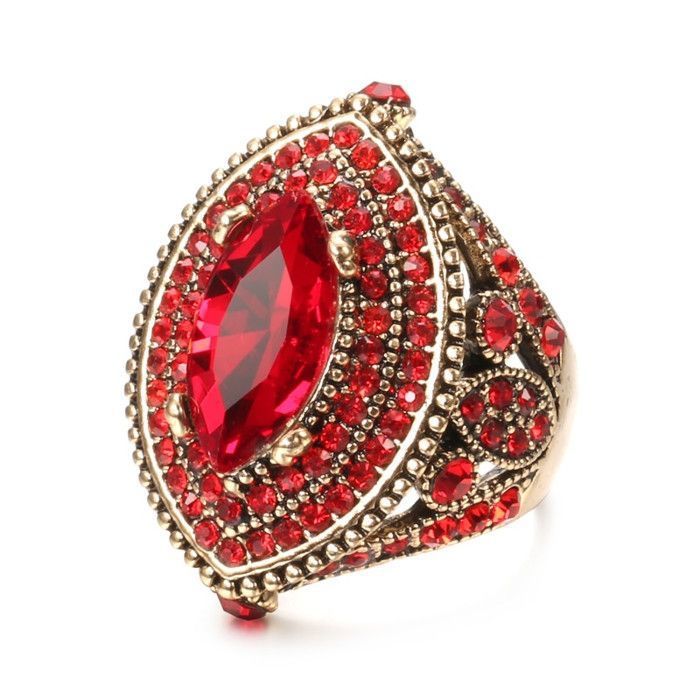 Bague Vintage En Résine Rouge - Taille 55 - Modèle Simple Occasion - Bijou Rétro