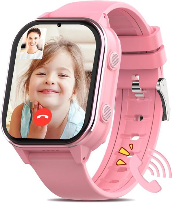 Montre Connectée Enfant GPS/4G - Appels Vidéo HD, Chat Familial, Bouton SOS, étanche IP67, Pour 5-12 Ans