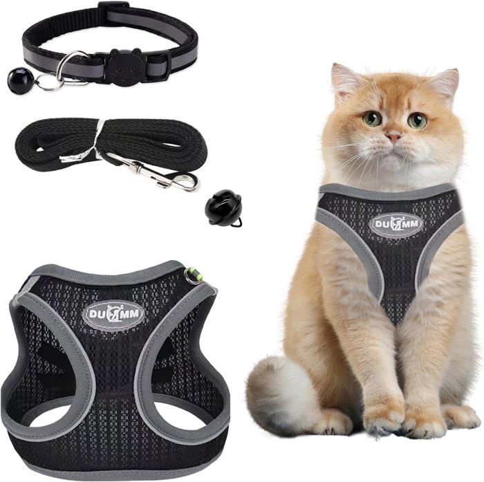 Meilleurs prix pour Harnais Chat Anti évasion EnsembleHarnais Chat Respirant Et RéglableHarnais Chaton RéfléChissantChats Colliers(Noir S)