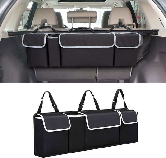 Organisateur de coffre de voiture, portable réglable sac de rangement Organisateur de coffre de voiture, portable réglable sac de rangement