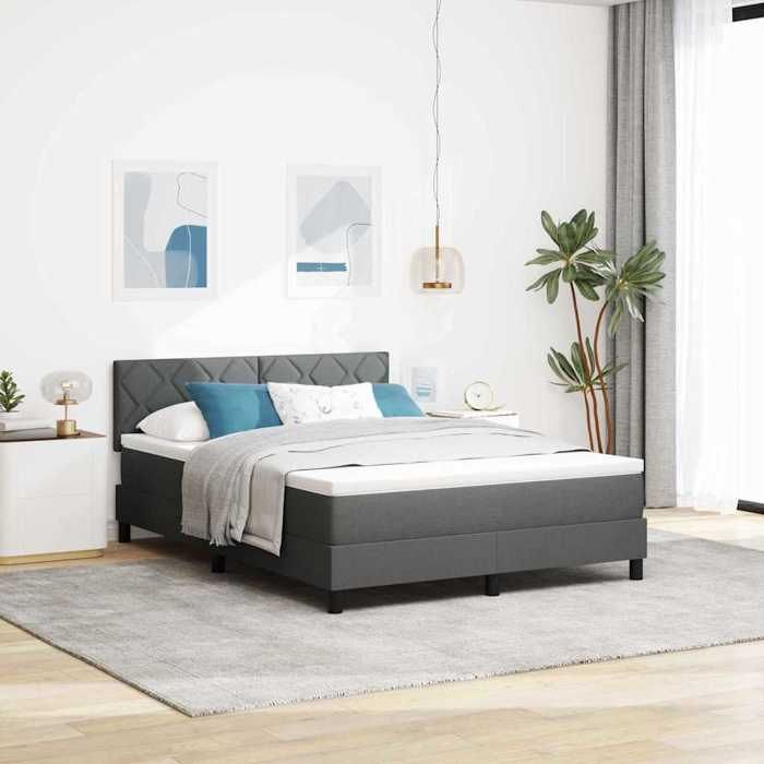 vidaXL Lit à ressorts avec tête de lit Gris foncé 140 x 190 cm tissu 3338763