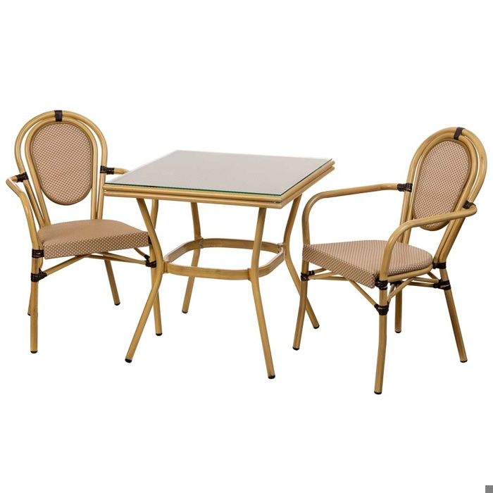 Table et 2 chaises marron table:70x70x72 chaises (2):55x58x88 Marron Asymétrique