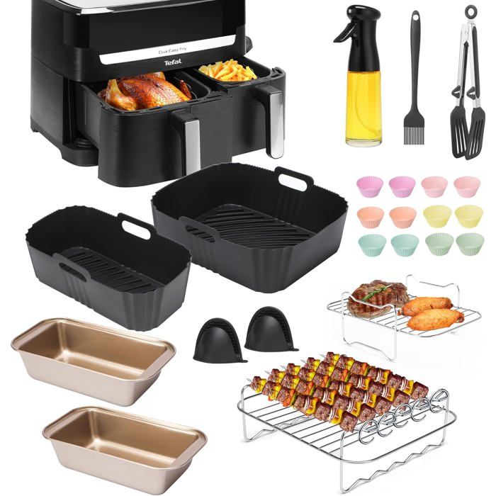 Air Fryer Accessoires Pour Moulinex Easy Fry Dual Friteuse Sans Huile 83L23Pcs Avec Moule En Silicone Pour Friteuse À AirRacksS