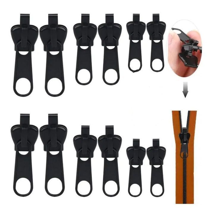 Fermeture Eclair, 12 Pcs Reparation Curseur Fermeture Eclair, Remplacement Instantané Universel Fermeture Eclair, 12 Pcs Reparation Curseur Fermeture Eclair, Remplacement Instantané Universel