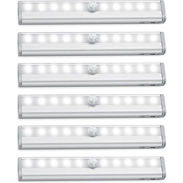 6 pièces - Éclairage LED avec détecteur de mouvement - Éclairage darmoire - Fonctionnement sur batterie - Éclairage Étiquette