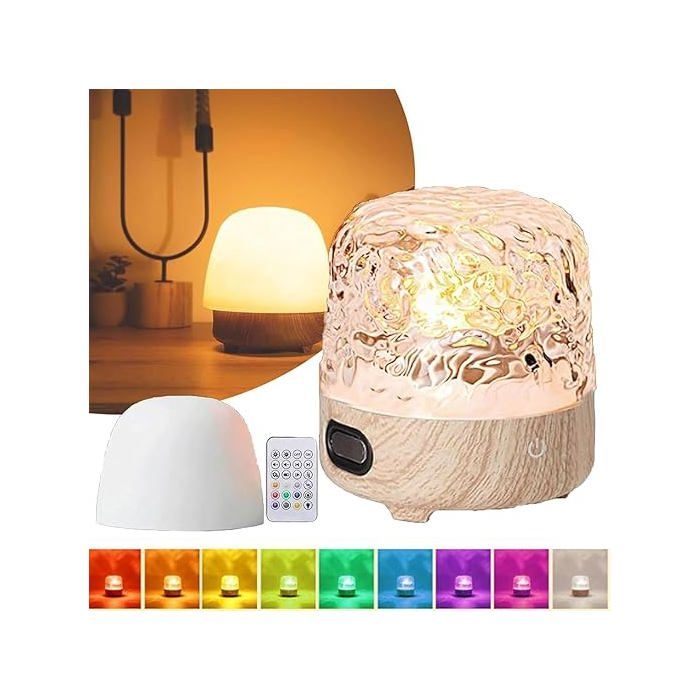 Lampe Projecteur Vagues - ULISEM - Bluetooth - 16 Couleurs - LED - Bois