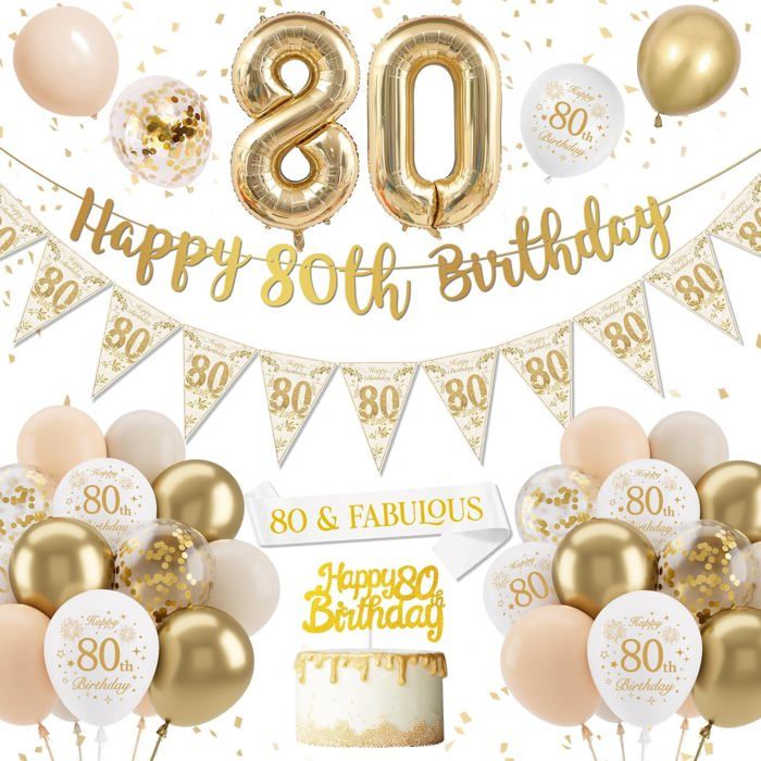 Decoration Anniversaire 80 Ans Ballon 80 Ans Anniversaire Femme Blanc Or 80 Ans Anniversaire Deco 80 Ans Ballon Confettis[A286]