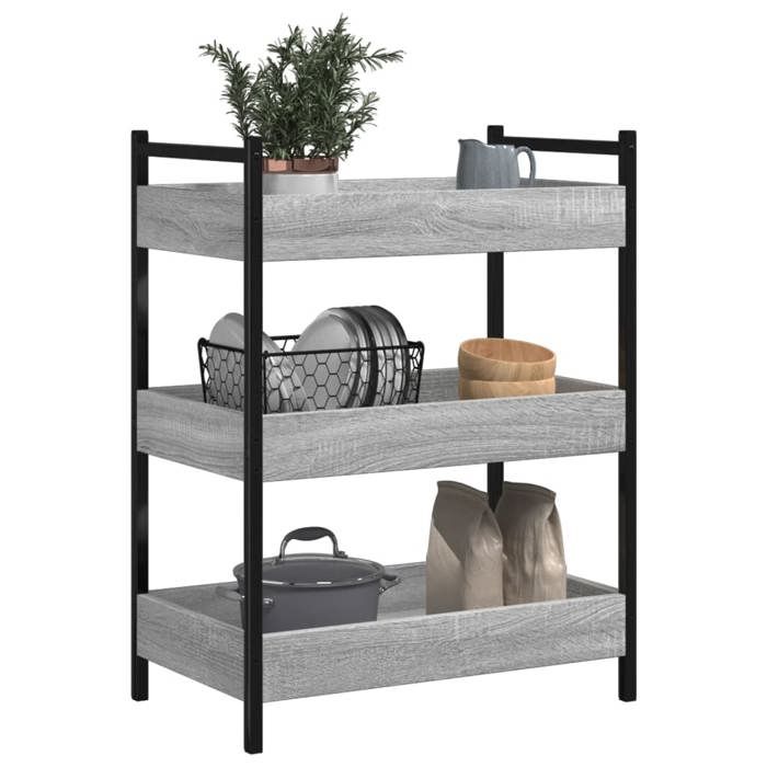 Soldes Printemps Chariot de cuisine - BURKE - Desserte cuisine - sonoma gris 50x30x70 cm bois dingénierie DD185