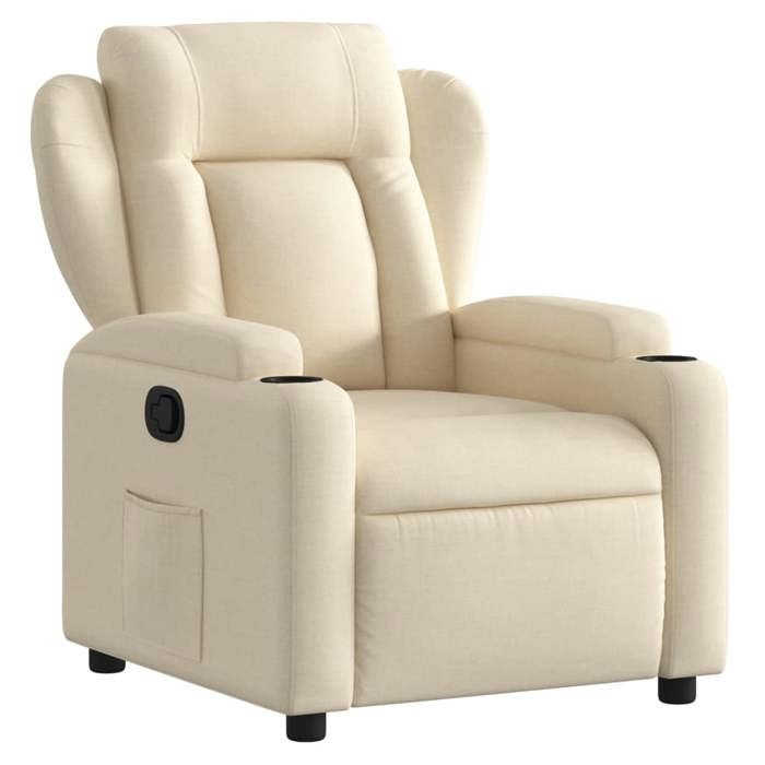 SOLDES DHIVER®Fauteuil inclinable - Fauteuil relaxant - 1 personne - 77x94 5x100 cm - en tissu crème - 95162