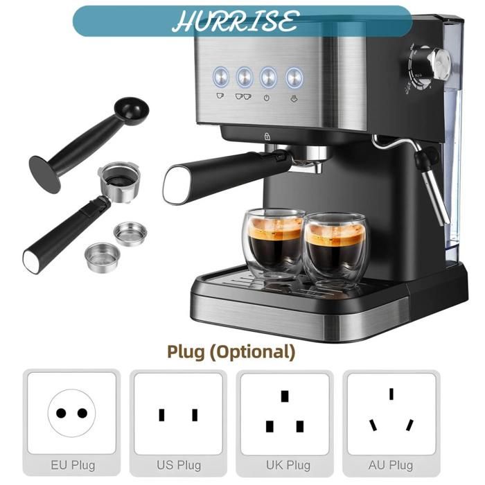 Sonew cafetière 15 Bar Machine à Expresso 1050W Tout En Un Café Semi Automatique OB art manuel Prise UE noire - Sonew