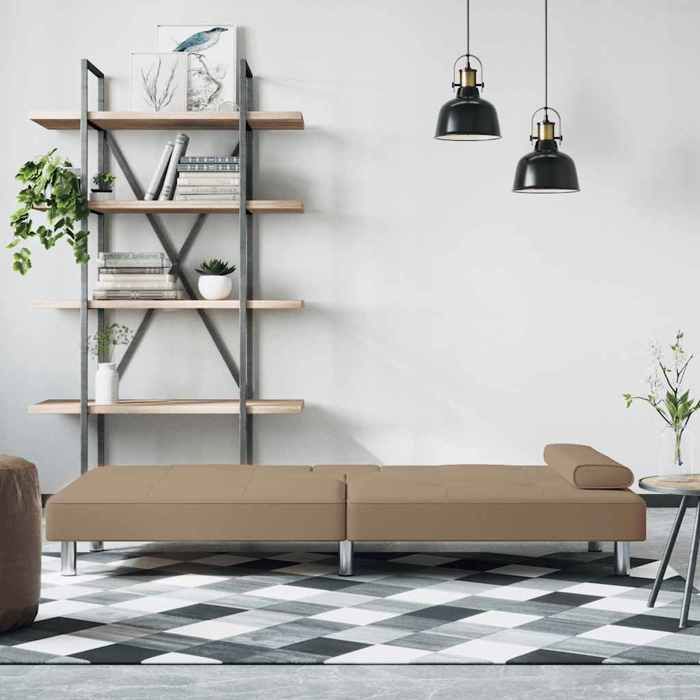 Canapé-lit ergonomique - NGM - réglables - pour salon chambre avec porte-gobelets cappuccino similicuir 200x89x70cm C317451