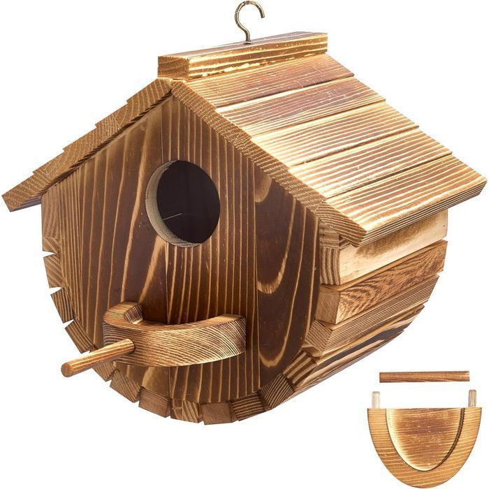 Cage en bois pour oiseaux de jardin de toutes tailles arbre suspendu extrieur ou balcon dcoration nid doiseau multicolore N NICHOIR