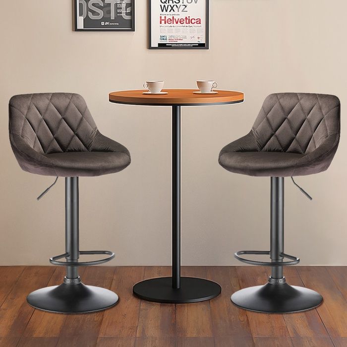 OHMG-Lot De 2 Chaises De Bar Cuillère-Avec Dossier Et Repose-Pieds-Soulevable+Rotatif-Bûches Écologiques-Étanche-Brun