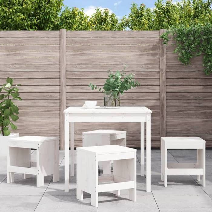 VIDAXL Ensemble Table avec chaises jardin (5 pcs) - ANTI-UV - blanc bois massif de pin 82.5x82.5x76 cm M1789