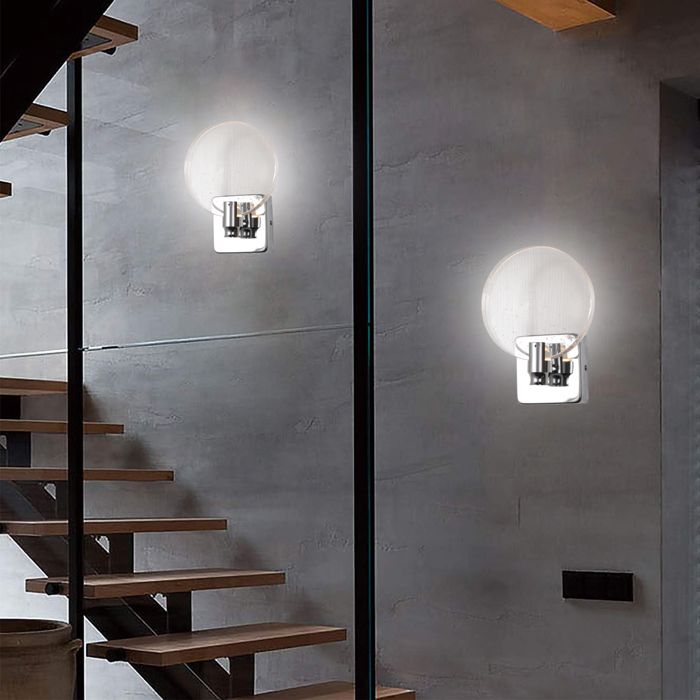 Diday Lot de 2 Applique Murale Intérieur Moderne LED 6W Lampe Murale Conception en Métal et Cristal 16cmx16cm Lumière Froide Argent