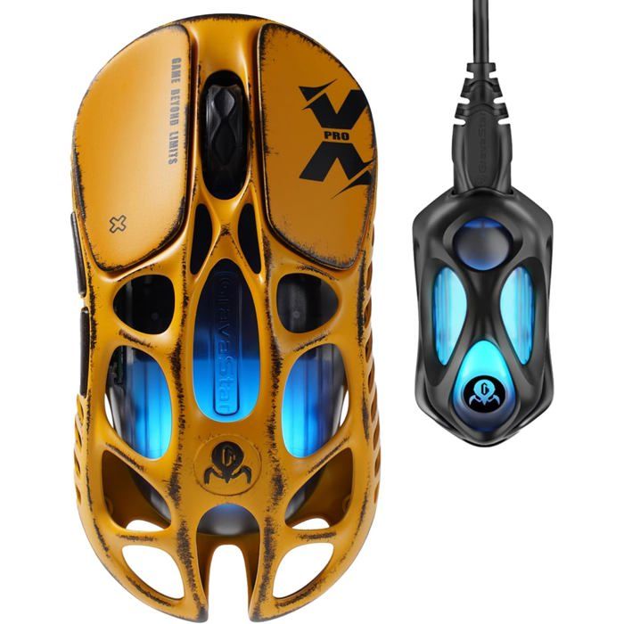 Gravastar Mercury x pro Wireless Wireless Bluetooth 3 - mode esports Gaming Mouse warloss Yellow (avec récepteur 8K)
