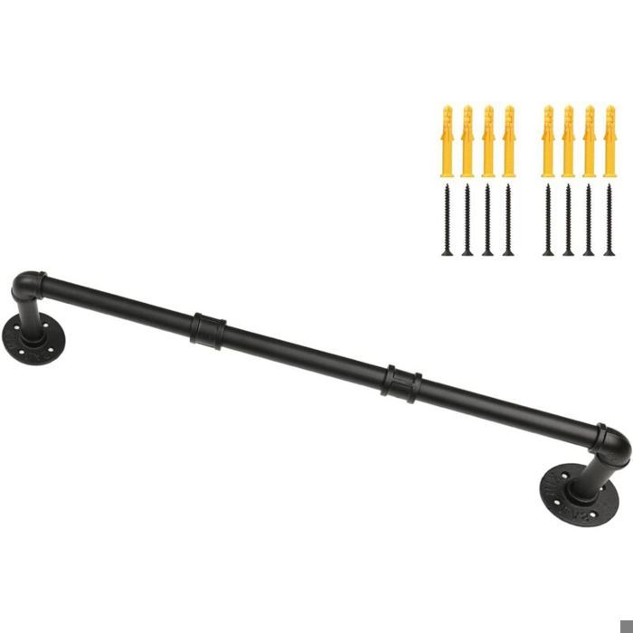 Portant à Vêtement Industriel 70cm Porte à Vêtements Manteaux en Fer Rustique à Fixation Murale Etagères Murale Rétro Amovible