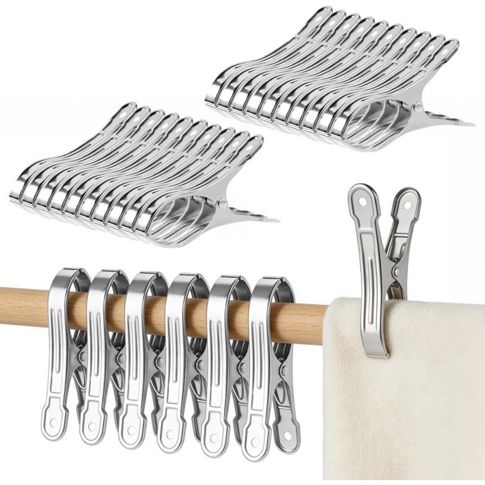20 Pces Grandes Pinces à Linge INOX solides pour extérieur pinces métalliques pour serviettes plage couettes et d - 9 CM x 20Pcs