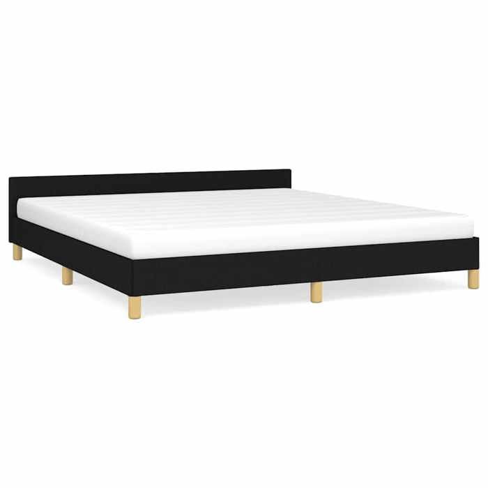 Cadre de Lit double sans matelas Noir 180x200 cm en tissu avec sommier à lattes inclus et tissu respirant pour Chambre EU272251